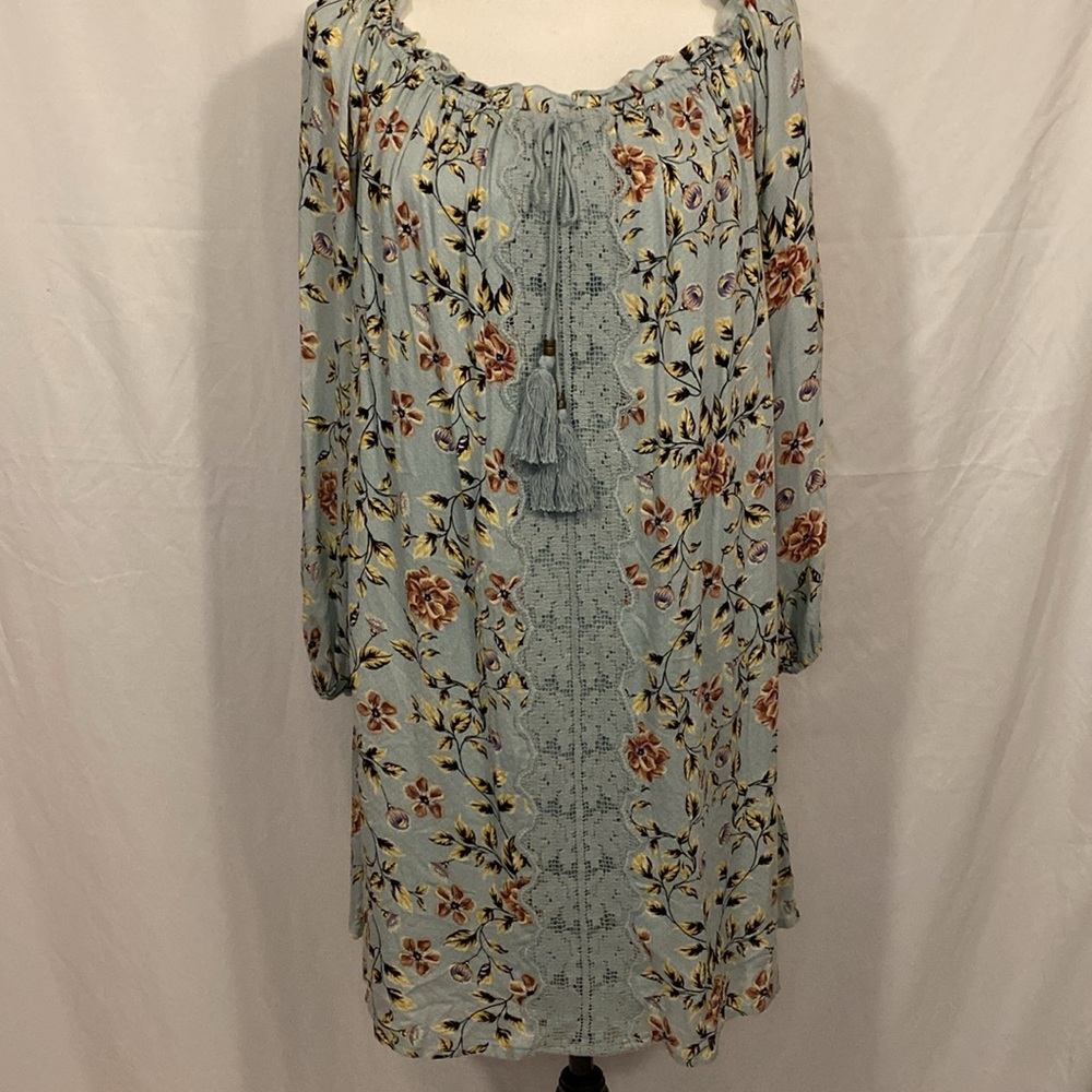 Xhilaration Floral Dress in Blue and Yellow